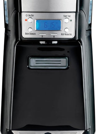 Hamilton Beach One Press Programmable Dispensing Drip Coffee Maker with 12 Cup Internal Brew Pot, Water Reservoir, Black with Chrome (48464)