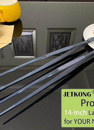 JETKONG 2 Pcs 14-Inch Cooking Tweezer Tongs Extra- Long Stainless Steel Kitchen Tweezers Plating Tongs (Navy Blue)