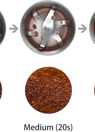 DR MILLS DM-7451 Electric Coffee Grinder, Coffee Bean Grinder Electric Dried Spice, Nut, Herb Grinder, Detachable Cup, Dishwashable, SUS304 Stainless Steel