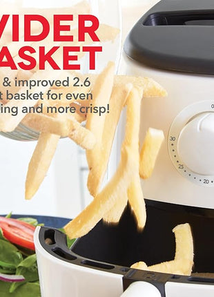DASH Tasti-Crisp™ Express Air Fryer Oven, 2.6 Qt., White – Compact Air Fryer for Healthier Food in Minutes, Ideal for Small Spaces - Auto Shut Off, Analog, 1000-Watt