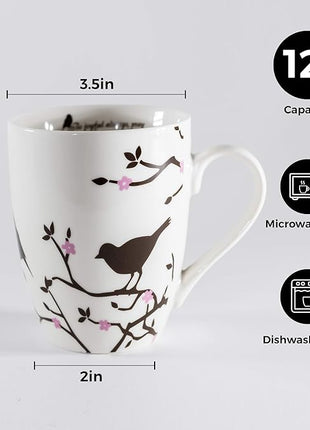 Divinity Boutique Inspirational Ceramic, Brown Birds on White Mug, 1 Theses. 5:16-17, The Joyful Always Pray, Multicolor, One Size,12 fluid ounce