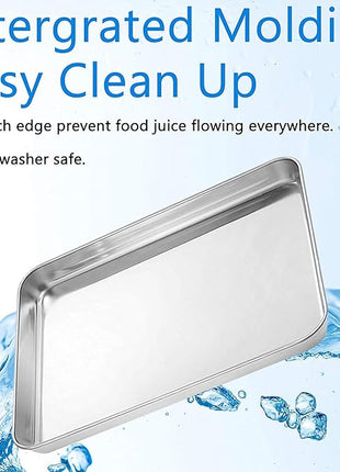 Baking Sheets 5 Pieces, Bastwe Cookie Sheets Set of 5 Stainless Steel Baking Pans Toaster Oven Tray Pans, Rectangle Size 12 × 9 × 1 inch, Rustproof & Healthy & Easy Clean & Dishwasher Safe