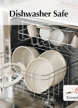 Redchef Ceramic Pots and Pans Set Non Stick, Nonstick Kitchen Cookware Sets, Non Toxic Pots and Pans Set Non Stick, PFAS PFOA & PTFE Free, Detachable Handle Pots and Pans 5 Piece, RV Cookware