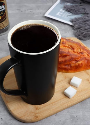 Smilatte 20 Ounces Extra Large Coffee Mug, M007 Plain Tall Big Ceramic Latte Cappuccino Tea Cup with Handle for Dad Men Boss Coworkers,Ideal Mugs for Office Home Daily Use, Black