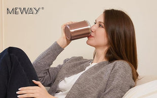 MEWAY 12oz Coffee Mug With Handle 8 Pack Bulk,Stainless Steel Insulated Travel Tumblers With Sliding Lid,Double Wall Vacuum Camping Cup for Hot & Cold Drinks Tea (Rose Gold,Set of 8)