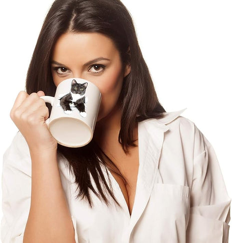 Winston & Bear Black Cat Coffee Mug - Funny Ceramic Coffee Mug Gift for Cat Lovers - Cute Novelty Cup for Men and Women (15oz)