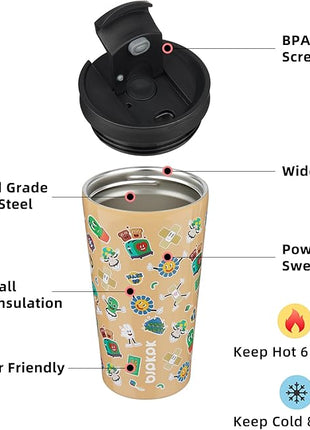 BJPKPK 18oz Tumbler With lid And Straw Stainless Steel Travel Coffee Mug Insulated Tumblers Cups,Spring Party Brown