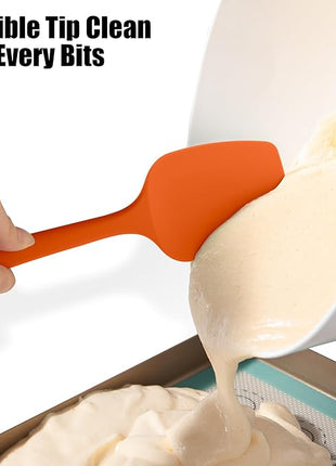 Heat Resistant Silicone Spoon Spatulas, Doosu 600°F High Temp Flexible Cooking Spoons Kitchen Spoonula Scratch-Proof for Mixing Stirring Scraping Serving Non-Stick Cookware (Set of 3, Multi-5)