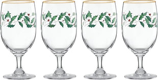 Lenox 849606 Holiday 4-Piece Iced Beverage Glass Set, Christmas Dinnerware, Hosting