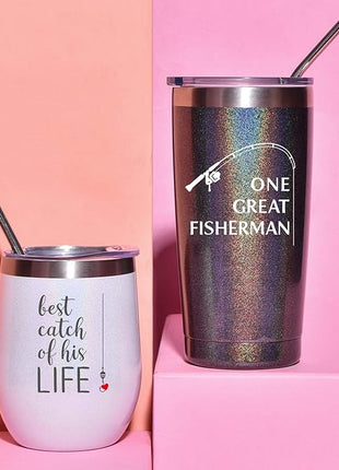 Wedding Anniversary for Couple Friend Lovers Cups Stainless Steel Wine Tumbler Travel Mug with Straw and Lid,2 Pack