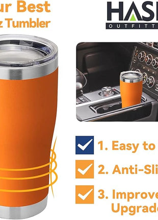 HASLE OUTFITTERS 20 oz Tumbler Bulk, Stainless Steel Tumblers with Lid, Vacuum Insulated Tumbler, Double Wall Powder Coated Cup, coffee mugs, Orange, 12 Pack