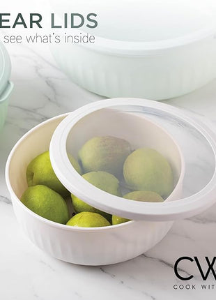 COOK WITH COLOR Prep Bowls with Lids- Wide and Deep Nesting Plastic Small Mixing Bowl Set with Lids, 12 Piece Set - Wide Bowls, Mint