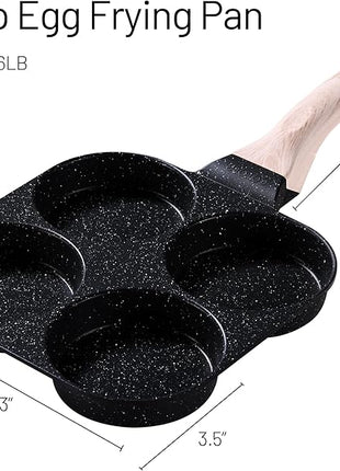 CAROTE Egg Pan Omelette Pan, 4-Cup Nonstick Granite Omelette Skillet - Pancake Pan and Healthy Egg Cooker Suitable for Gas Stove & Induction Cookware, Black