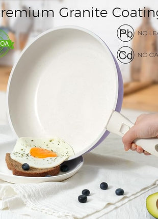 15Pcs Pots and Pans Set Non Stick, Cookware Sets with Detachable Handle, Nonstick RV Kitchen Cooking Tools Removable Handles, Oven Safe, Induction Fast, Stackable Induction Cookware, Purple