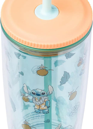 Silver Buffalo Disney Lilo and Stitch Tropical Shirt Spill Resistant Plastic Tumbler, 20 Ounces