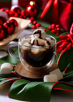 CNGLASS Double Wall Glass Cappuccino Mugs 8.1oz,Clear Insulated Glass Coffee Mug with Handle for Espresso,Latte,Tea,Set of 2