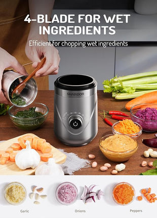 SHARDOR Electric Super Silent Blade Coffee Grinder, Timed Grind Control Rotary Knob, Adjustable Coarse to Fine for Coffee Beans, Spices & Herbs, with 2 Removable Stainless Steel Bowl, Silver