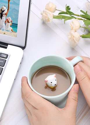 Surprise 3D Coffee Mug Animal Inside 8 oz with Dolphin,Cute Cartoon Handmade Ceramics Cup,Christmas Birthday Surprise for Friends Family or Kids (Dolphin)