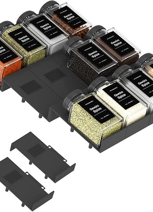 Famhap Spice Drawer Organizer, 12PCS Interlocking Expandable Seasoning Rack Tray Insert for Kitchen Drawers, Spice Rack Drawer for Spice Jars