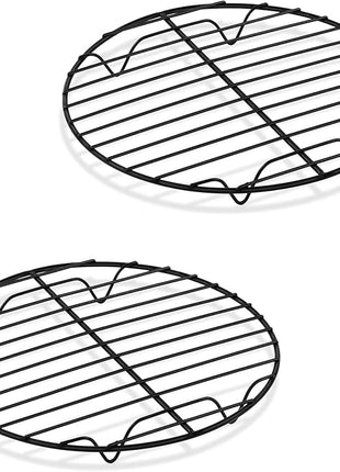 P&P CHEF Round Cooling Rack Set, Round Wire Racks for Cooking Baking, Fit Air Fryer & Oven, Stainless Steel Core with Nonstick Coatings, Black, 2 PCS - 7.5 Inch