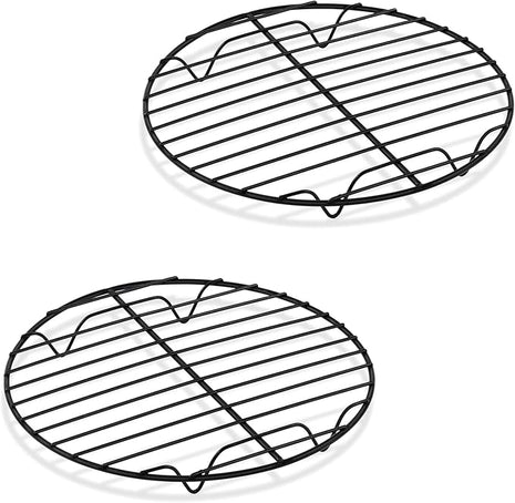 P&P CHEF Round Cooling Rack Set, Round Wire Racks for Cooking Baking, Fit Air Fryer & Oven, Stainless Steel Core with Nonstick Coatings, Black, 2 PCS - 7.5 Inch