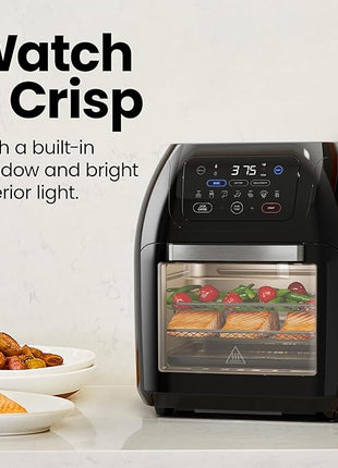 CHEFMAN Multifunctional Digital Air Fryer+ Rotisserie, Dehydrator, Convection Oven, 17 Touch Screen Presets Fry, Roast, Dehydrate, Bake, XL 10L Family Size, Auto Shutoff, Large Easy-View Window, Black