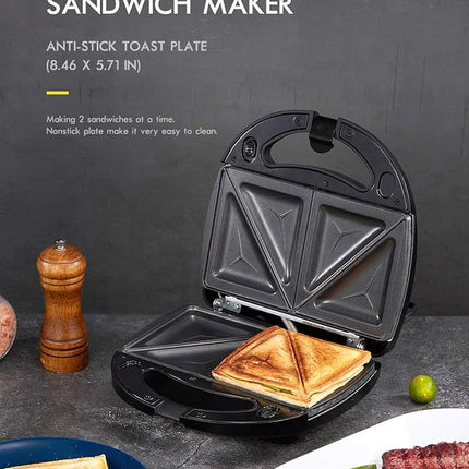 Yabano Sandwich Maker, 3 in 1 Waffle Maker, Toaster and Electric Panini Press Grill with Non-stick Coating Plate, Easy to Clean, Heating Up Fast