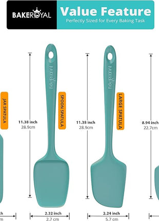 Silicone Spatula Set - 4-Piece Rubber Spatulas Silicone Heat Resistant 600°F for Everyday Task - Seamless Design Kitchen Spatulas for Nonstick Cookware - Aqua