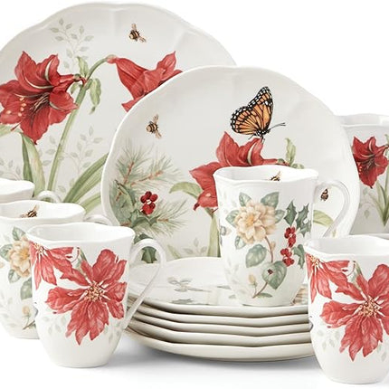 Lenox 880091 Butterfly Meadow 18-Piece Holiday Dinnerware Set, Christmas, Hosting, Service For 6