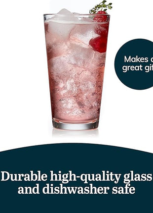 Libbey Bar Essentials Tumbler Glasses Set of 6, Modern Style 16 Oz Glass Set, Dishwasher Safe Tall Drinking Glasses Set for Wine, Beer, and Cocktail