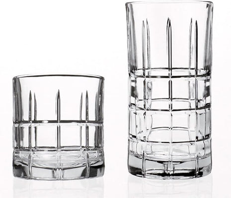 Anchor Hocking Manchester Drinking Glasses Set 16 Piece Set (8 Rocks Glasses & 8 Tumbler Glasses)