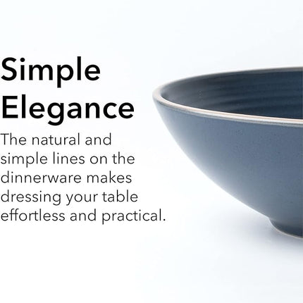 RINGAR Round Stoneware 16pc Dinnerware Set of 4, Dinner Plates, Side Plates, Cereal Bowls, Mugs - Speckle Matte Blue (428051)