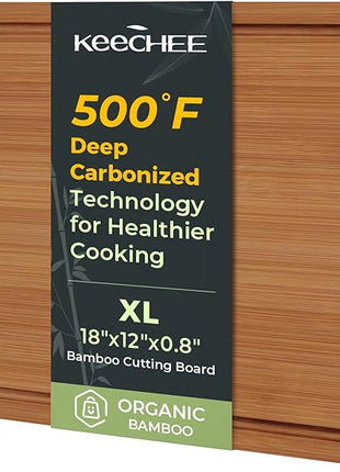 Extra Large Bamboo Cutting Board for Kitchen - 18 Inch Wood XL Cutting Boards with Juice Groove and Handles, Wooden Chopping Board for Meat, Cheese, Fruit & Vegetables (Pre Oiled, Brown)