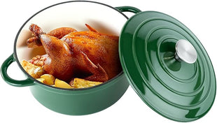 Miereirl 4.5 Quart Enameled Dutch Oven Pot with Lid, Cast Iron Dutch Oven with Dual Handles for Bread Baking, Cooking, Non-stick Enamel Coated Cookware (Green)