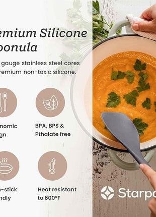Starpack 'The All Rounder' XL Premium Silicone Spoonula - Heat Resistant to 600F - Best Kitchen Spatula Spoon for Cooking