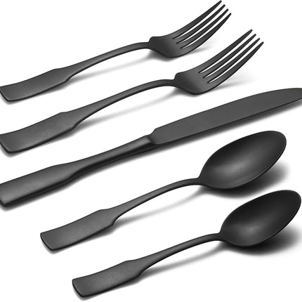 Alata Kate Black Tumbled 20-Piece Silverware Set,Service for 4,Stainless Steel Flatware Set,Tumbled Cutlery Set,Dishwasher Safe