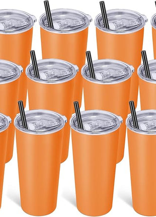 VEGOND 20oz Tumbler Stainless Steel Tumbler with Lid And Straw Vacuum Insulated Double Wall Travel Coffee Mug(orange package 12)
