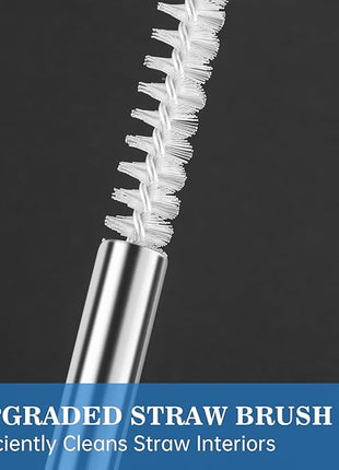 Tomorotec 8PCS 12" Stainless Steel Straws 4 Bent & 4 Straight for 40oz Stanley Tumblers, Reusable Food-Grade Drinking Straws with Cleaning Brush for Smoothies, Milkshakes, Iced Coffee, Dishwasher Safe