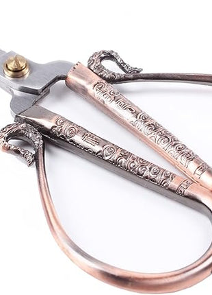 BIHRTC 6.3 Inches Vintage Style Stainless Steel Auspicious Clouds Scissors Sewing Shears DIY Tools for Needlework,Embroidery, Sewing, Craft, Art Work & Everyday Use (Copper)