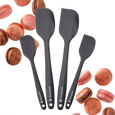 StarPack 'Scrape & Stir' Silicone Spatula Set (4 Pcs) - Heat Resistant Spatula Set 600°F - Food Grade Kitchen Spatulas - Nonstick Silicone Baking & Cooking Spatula - Rubber Spatulas for Kitchen Use