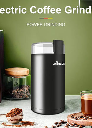 Wancle Electric Coffee Grinder, Spice Grinder, One Touch Coffee Mill for Beans, Spices and More, with Clean Brush Black