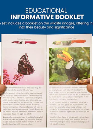 CHEF'S VISION Wildlife Knife Set-6-Piece Stainless Steel Cutting Knives Set for Kitchen with Stunning Animal Designs - Great Gift for Women or Men - Unique Kitchen Knife Set Gift for Nature Lovers