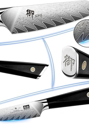 SHAN ZU Damascus Paring Knife Fruit Knife 4 Inch Professional Kitchen Knives, Japanese Damascus High Carbon Steel 67-Layer Fruit Carving Knives with G10 Handle/Gift Box