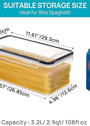 Vtopmart Airtight Food Storage Containers with Lids 8PCS Set 3.2L, Plastic Spaghetti Container for Pasta organizer, BPA Free Air Tight House Kitchen Pantry Organization