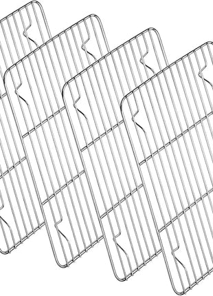 P&P CHEF Baking Cooling Rack Set for Cooking Roasting, 4-Piece Stainless Steel Wire Racks for Oven Use, Healthy & Dishwasher Safe, Rectangle, 11.6 Inch