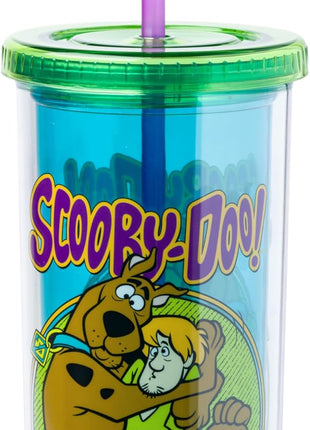 Silver Buffalo Scooby-Doo Plastic Tall Cold Cup with Lid and Straw Featuring Scooby-Doo and Shaggy, 20 Ounces