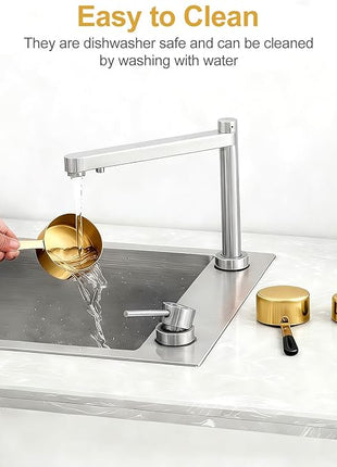 Measuring Cups and Spoons Set, Gold Electroplated Stainless Steel 10 Piece for Cooking and Baking (5 Cups + 5 Spoons Gold)