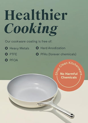 Caraway Fry Pan Duo - Nonstick Ceramic Frying Pan (8" & 10.5”) - Non Toxic, PTFE & PFOA Free - Oven Safe & Compatible with All Stovetops (Gas, Electric & Induction) - Perracotta