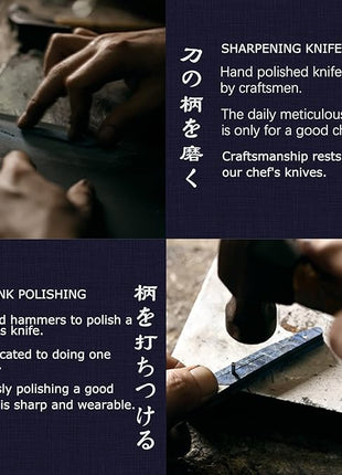 MITSUMOTO SAKARI 8 inch Gyuto Chef Knife, Japanese Hand Forged Kitchen Chef's Knives, 3-Layer 9CR18MOV High Carbon Steel, Rosewood Handle & Sandalwood Box