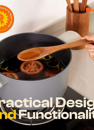 Riveira Walnut Wooden Spoons for Cooking Set of 3 – Natural Walnut Wooden Cooking Utensils, Spatula, Spoon - Premium Quality Utensil Set for Non-Toxic Cooking